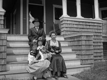 Harshberger Family Seated on Steps of Summer House in Belmar, NJ  1920