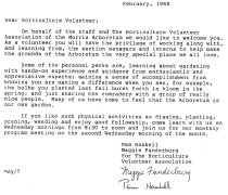 Volunteer Welcome Letter 1988