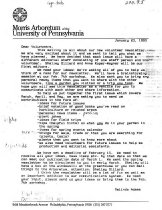 Letter Introducing THE MORRIS GARDENER Volunteer Newsletter  1990