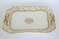 Haviland Platter with Birch Pattern & Silver Ribbons  1887