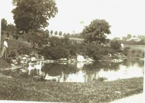 Lydia Morris & Swans at Pond circa 1905