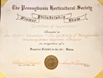 PHS Flower Show Tercentennial Award  1982