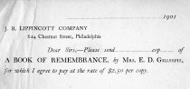 Receipt for A Book of Remembrance