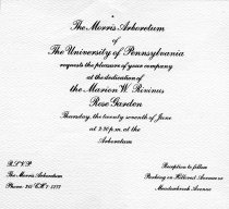Invitation to Dedication of Marion Rivinus Rose Garden  1974