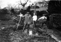 Workmen excavating Swan Pond c1934