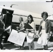 Briarcliff College students boarding a plane at Westchester Airport, May 18, 1964