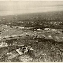 Aerial view of Westchester County Airport, looking northeast