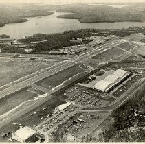 Aerial view of Westchester County Airport looking northwest