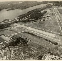 Aerial view of Westchester County Airport looking northwest
