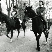 Kara Iacovelli and Adriane Iasoni riding horses on Baxter Road