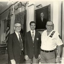 Induction of new policemen - (left to right) John A. Kelly, Steven Kelly and John F. Kelly at Mount Vernon City Hall