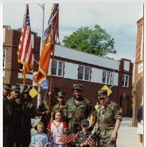 Children and soldiers of the United States Army before a parade