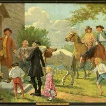 "Posting notice of sale of Manor of Fordham" - calendar illustration