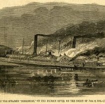 Burning of steamer Berkshire on the Hudson River on the night of June 8, 1864 - page from Harper's Weekly, June 25, 1864