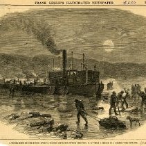 Winter scene on the Hudson River - a tugboat ice-bound opposite Sing Sing. From Frank Leslie's Illustrated News, February 6, 1869