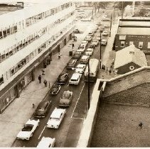 Aerial view of Church Street looking north toward Hamilton Avenue