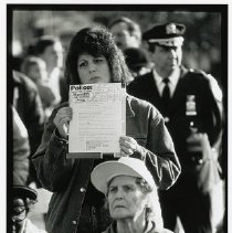 Dedication ceremony for new police - Barbara Ricci protests