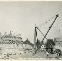 Construction of the 2nd Avenue bridge, New York, Westchester & Boston Railway, October 13, 1910 - looking north from 3rd Street