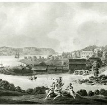 View of Philipse Manor Hall - looking north at the mouth of the Saw Mill River