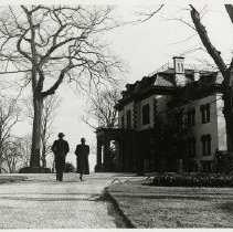 Souci, summer home of Adrian Iselin and his daughter Georgine Iselin - Mimi the poddle at far left, Lewis Iselin, Jr. at center, Jean Stafford Jensen at right