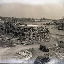 Construction of Municipal Boat Club and Shore Station, New Rochelle Municipal Marina, April 24, 1946 (Echo Bay in background)