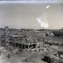 Construction of Municipal Boat Club and Shore Station, New Rochelle Municipal Marina, March 27, 1946 (Echo Bay in background)