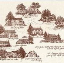 Drawings of early buildings in Chappaqua by Ann Strickland Littig, 1975