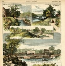 Bronx River at West Farms and other views (Bronx River, Spuyen Duyvil Creek, Kingsbridge, Morrisania, West Farms Village) (from Harper's Weekly, November 22, 1873)