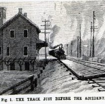 Photocopy of Figure 1 from January 16, 1886 Scientific American article on 1885 train wreck at Pelhamville