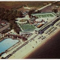 Aerial view of the Westchester Country Club beach, Manursing Island