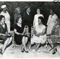 White Plains Student Aid Society. Front row (left to right): Mrs. Vincent High, Mrs. James Gibson, Mrs. Reginald Haynes, Mrs. James Clark. Back row: Mrs. Rosella Bowman, Mrs. Mary Goode, Mrs. W.C. High, Mrs. Grant Reynolds, Mrs. McCoy Trader.