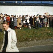 Crowd at Westchester County Airport for a rally for President Dwight D. Eisenhower and Vice President Richard Nixon