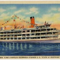 New York's Popular Excursion Steamer S.S. "State of Delaware"