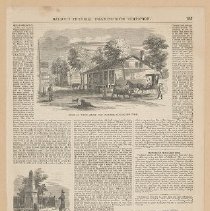 Monument to Isaac Van Wart at Elmsford Reformed Church Cemetery / House in which Andre was confined in Tappan / Bridge in Sleepy Hollow. From Ballou's Pictorial Drawing-Room Companion, September 1858