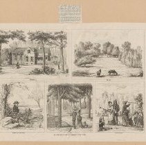 Mr. Beecher's Farm at Peekskill, New York - (Daily Graphic, August 4, 1874) - The House; The Lawn; Looking out on the Hudson; The Lake; Playing Croquet.