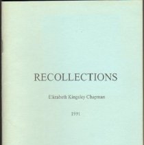 Cover:  Recollections, Elizabeth Chapman, 1991