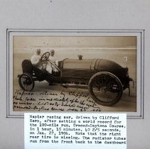 Napier race car driven by Clifford Earp, after 01/27/1906 land speed record