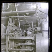 B&O roundhouse, Baltimore. Running hole with compressed air tool.