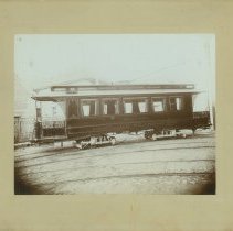 B&W photograph of "Bramhall" trolley/parlor car, Portland Railroad Co.
