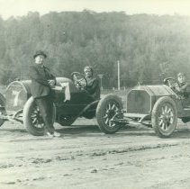 2 men in race cars Mercer & possible Cadillac), circa 1915-1919