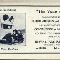 "The Voice of Maine" advertising blotter, Royal Amusement Co.
