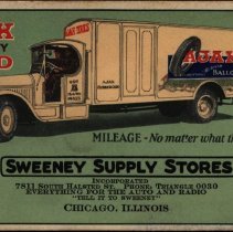 Ink blotter advertising Ajax cord tires & Sweeney Supply Stores