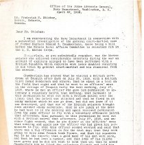 Letter regarding investigation of Edmund Chamberlain (1 of 5)