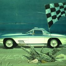 Melbourne Brindle painting of Billy Mitchell's Corvette Mako Shark concept
