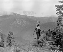Linue Denehy above Mirror Lake, 1950
