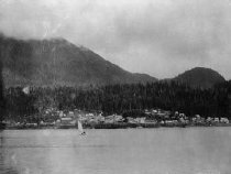 Ketchikan waterfront as seen from Pennock Island, circa 1902
