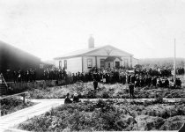 Mourners at Father Duncan's House