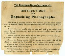 Ultona Phonograph, unpacking instructions