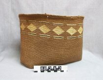 Tsimshian red cedar bark basket with handles from Metlakatla, circa 1900