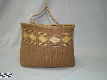 Tsimshian red cedar bark basket with handles from Metlakatla, circa 1900